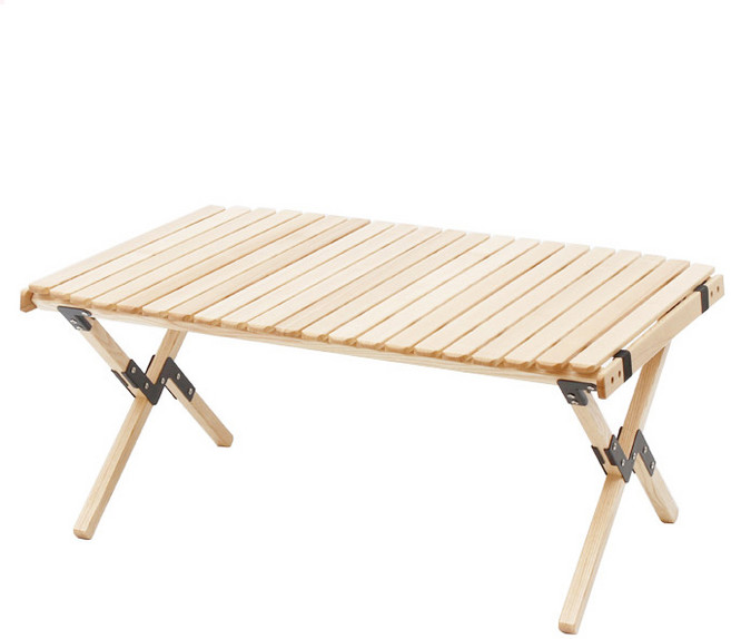 숲속애 원목 접이식 캠핑 롤테이블, 내츄럴