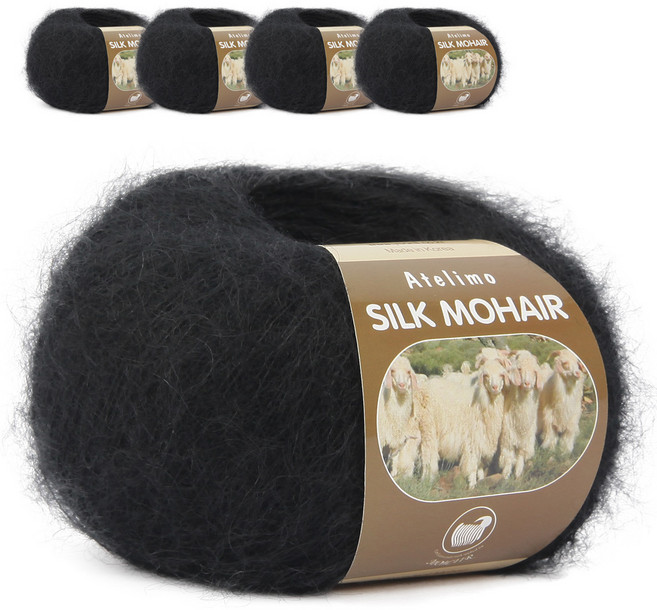 연일섬유 실크 모헤어 뜨개실 5p, 21 블랙, 5개