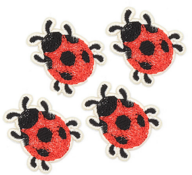 열접착식 무당벌레 와펜, 레드블랙, 4개