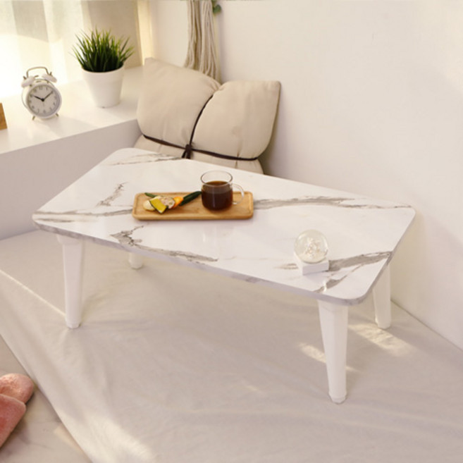 트리팜 국내제작 LPM 6단 높이조절 접이식 750 테이블, 화이트마블