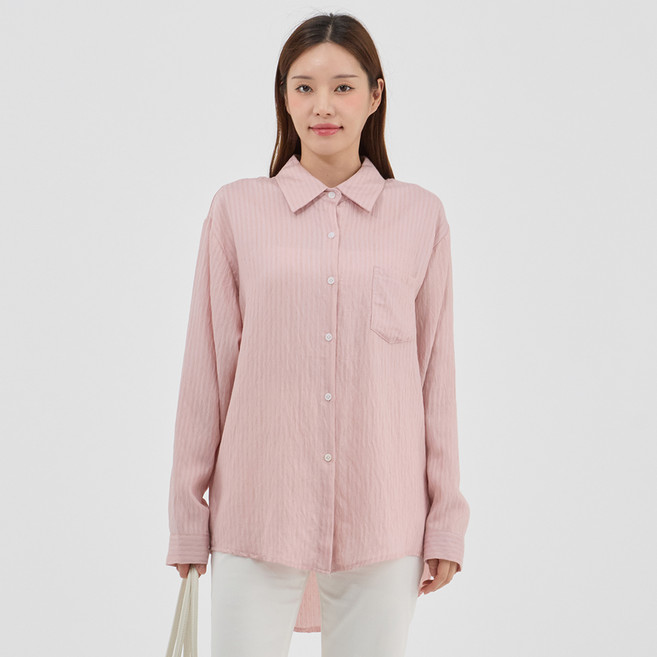 Elsso 女款氣質抓皺寬鬆層次感長袖襯衫