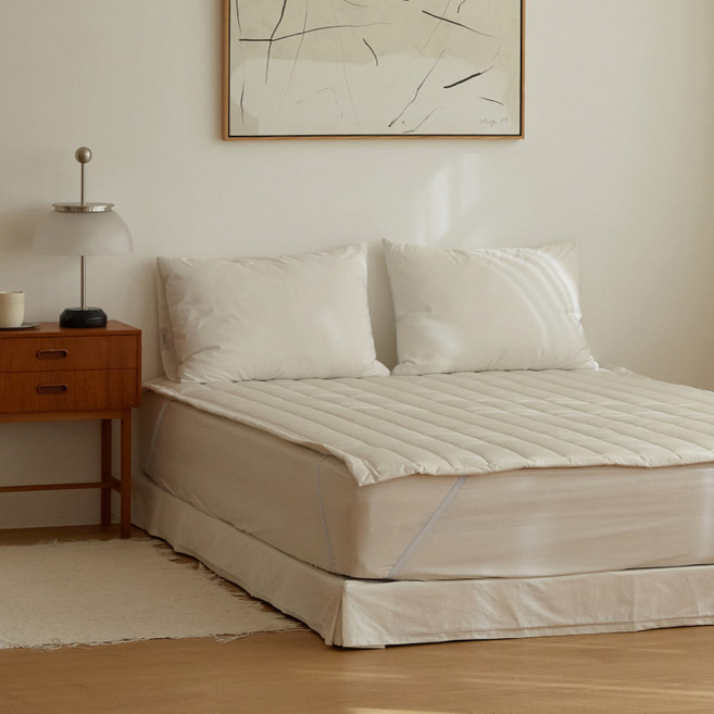 마틸라 포그 알러지케어 실크코튼필 침대패드, 린넨베이지