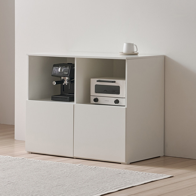 웰퍼니쳐 키체나 주방 1000 광폭 수납장 방문설치, 화이트, 2단