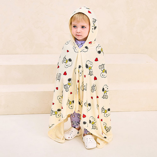 밀크마일 피너츠 스누피 우드스톡 비치타올 120 x 65 cm, 아이보리, 1개