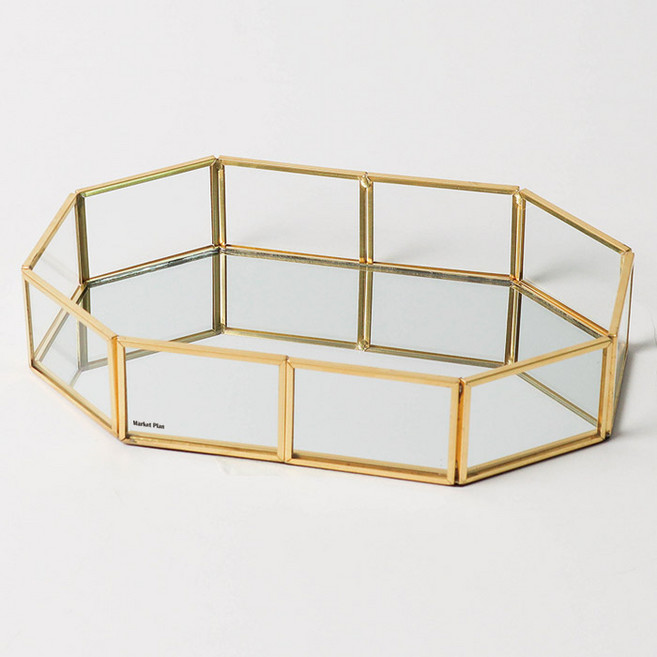 마켓플랜 골드 미러 트레이 장팔각형 S, 1개