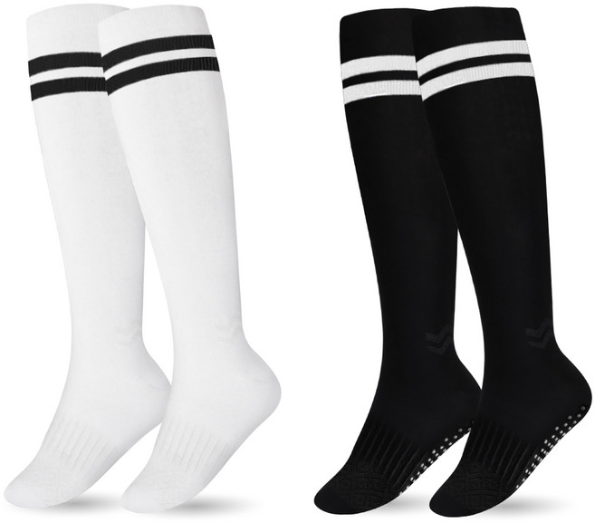 크로커다일 여성용 골프 논쿠션 리나 링글 니삭스, 블랙 + 화이트, 2개