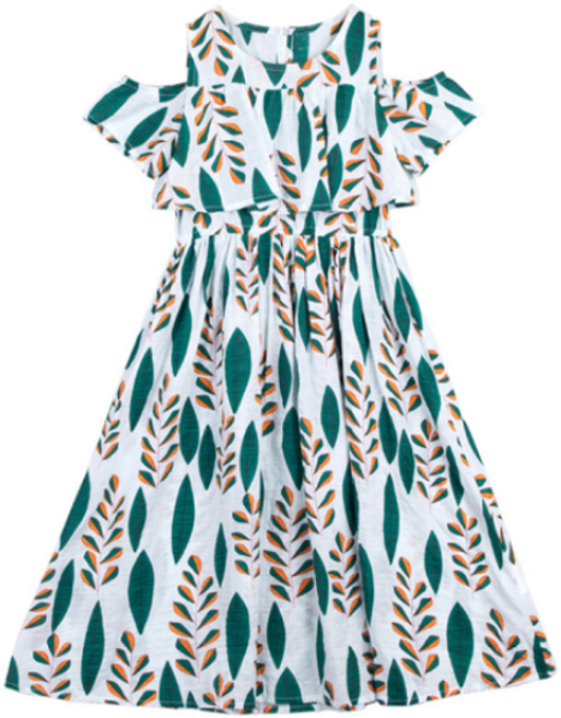 여아용 어깨 트임 낙엽 원피스