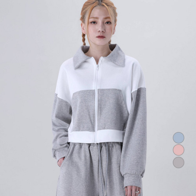 Awesomearound 女款粉彩撞色休閒拉鍊上衣