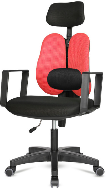 체어포커스 터디 고급 요추헤더형 4각팔 블랙바디 메쉬의자 TD28, 블랙 + 레드