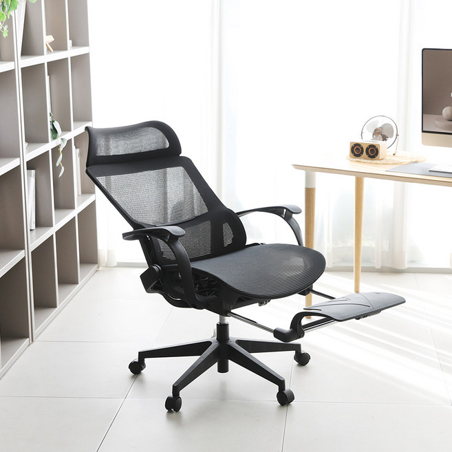 린백 풀메쉬 침대형 리클라이너 의자 LB36MHFB, 블랙