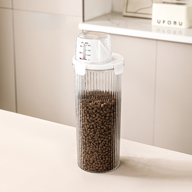 파스텔펫 다용도 계량 밀폐 사료 보관 용기, 투명, 1개, 1.8L