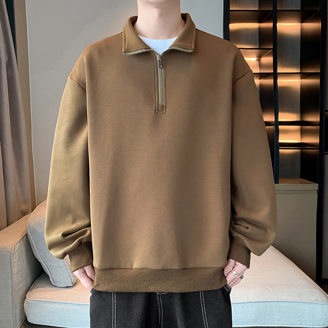 스타빈 남성용 반집업 심플 카라 맨투맨