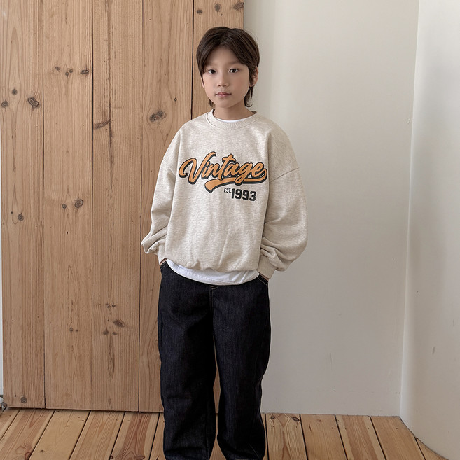 프롬아이 아동용 빈티지 맨투맨