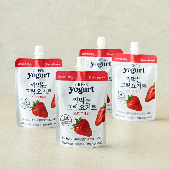 술골 임실치즈마을 짜먹는 그릭 요거트 딸기, 120g, 4개, 1개입