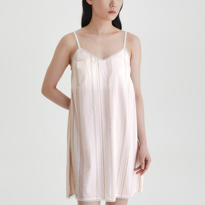JAJU 女款棉質人造絲細肩帶連身裙