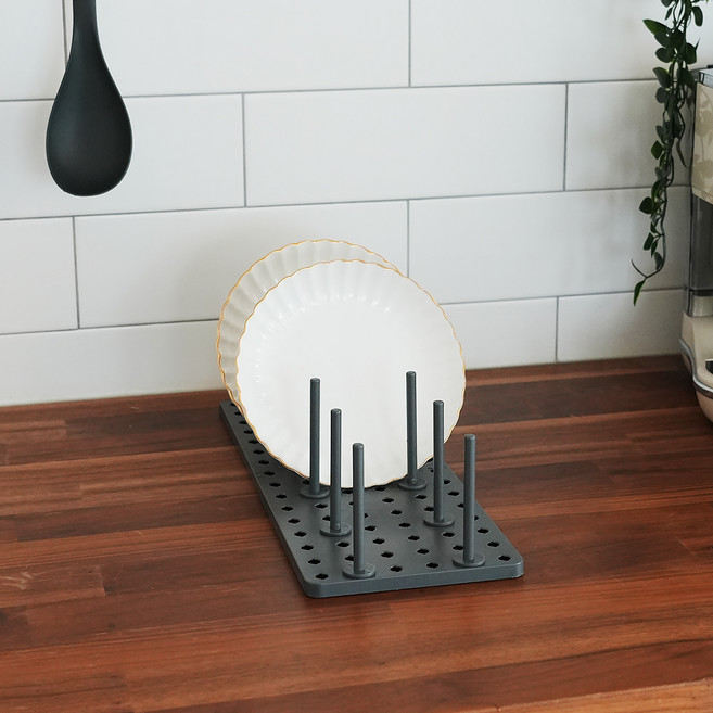 루바네 다용도 조절식 타공 접시 정리대, 1개, 그레이