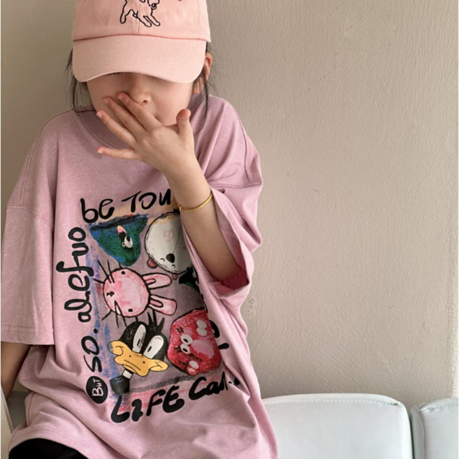 하라로이 여아용 동물친구들 반팔 티셔츠