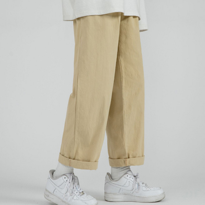 구디프 남성용 맨 레트로 미니 패치 와이드 롤업 팬츠