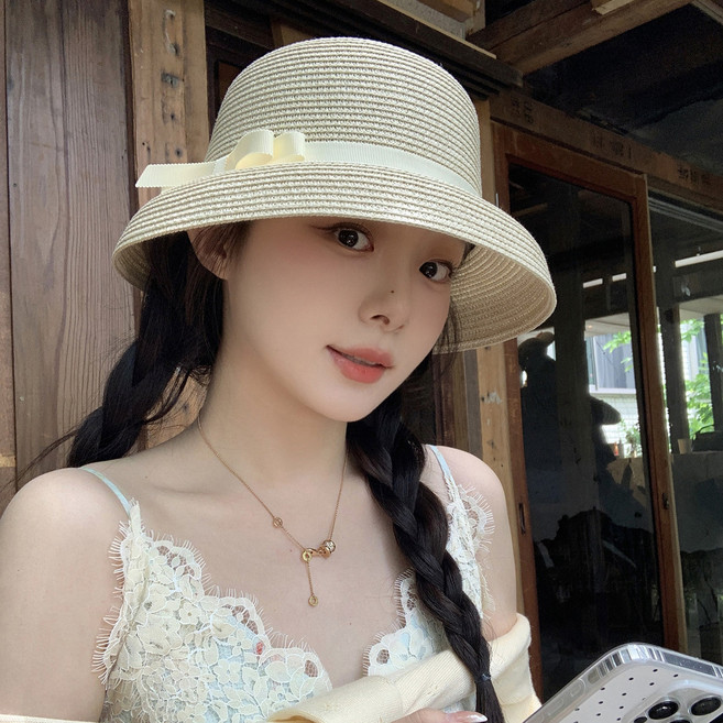 DMELD 女款扁平短簷草帽
