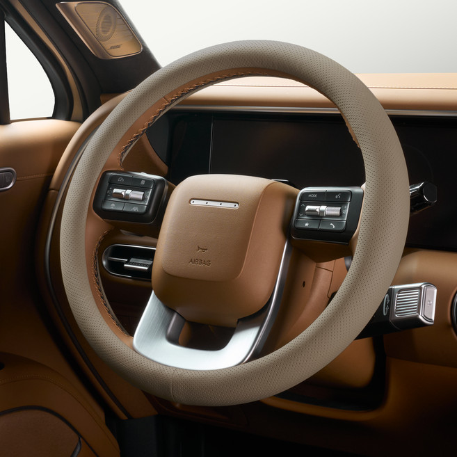 벤딕트 자동차 숨쉬는 타공 원형 핸들커버, 올리브 브라운