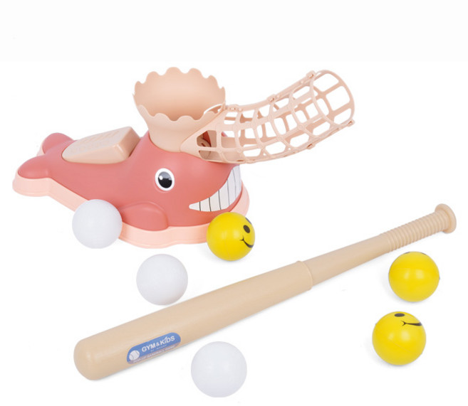 韓國 iWANNA 兒童Jim & Kids鯨魚彈跳棒球打擊遊戲組, 粉紅色