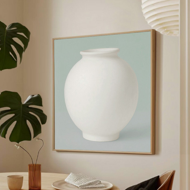 퍼니즈 인테리어 액자 미포함 동양화 달항아리 그림 정사각 포스터 민트