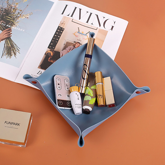 심플 컬러 가죽 트레이 소, 03 블루, 1개