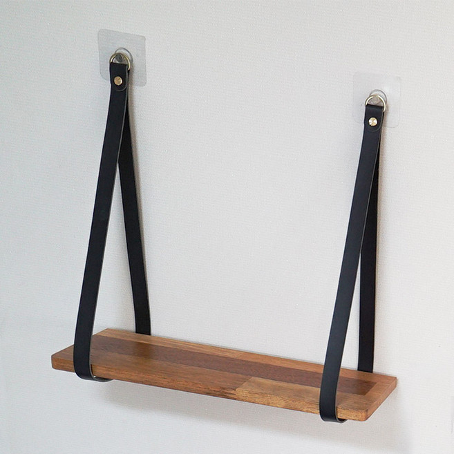 클라우디아 다미아 가죽끈 벽걸이 선반, 멀바우