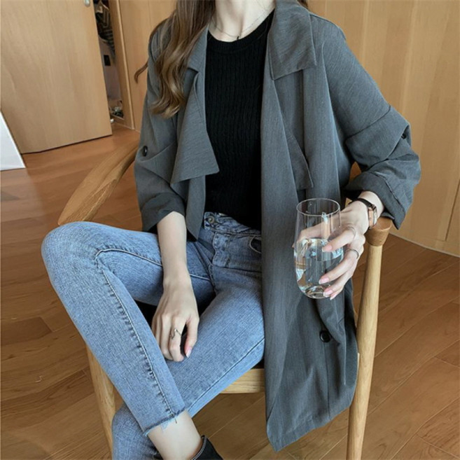 PEONIST 女款雙排扣風衣外套