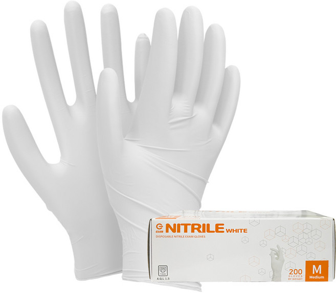 지클럽 니트릴장갑 200p, 화이트, 중(M), 1개