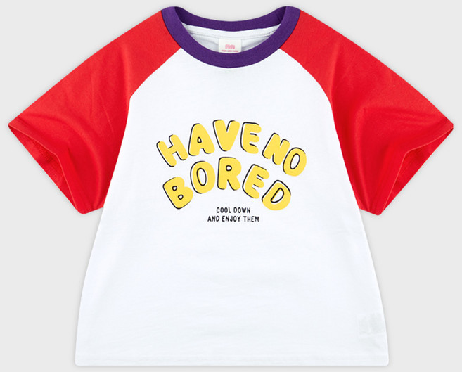 마리앤모리 아동용 통기성 레터링 라글란 티셔츠