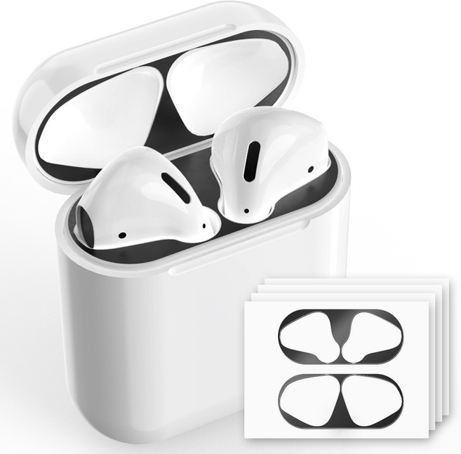 구스페리 에어팟 철가루방지 스티커 4개입, 에어팟1 / 2세대, 블랙, 1세트