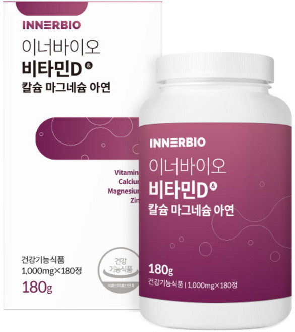 이너바이오 비타민D 칼슘 마그네슘 아연, 1개, 180정
