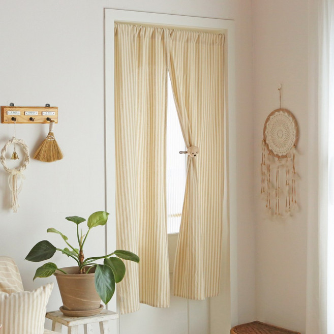 데코토닉 오트밀 미디엄스트라이프 도어 가리개커튼