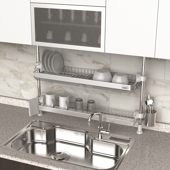 스타픽스 듀오랙 원터치 싱크선반, 실버, 1개, 2단