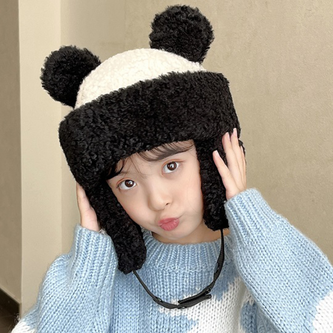 오렌지다몸 아동용 뽀글 배색 귀모자