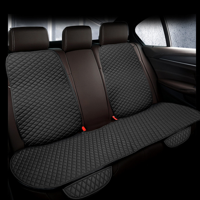 벤비아믹스 차량용 다이아몬드 퀼팅 사계절 방석 뒤좌석 + 등커버 풀세트, 블랙, 1세트