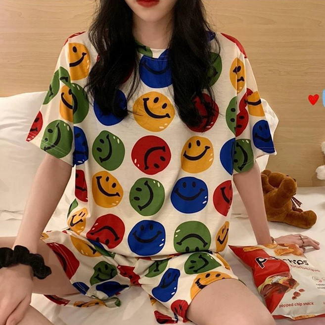 Elsso 情侶款日常短袖短褲睡衣套裝