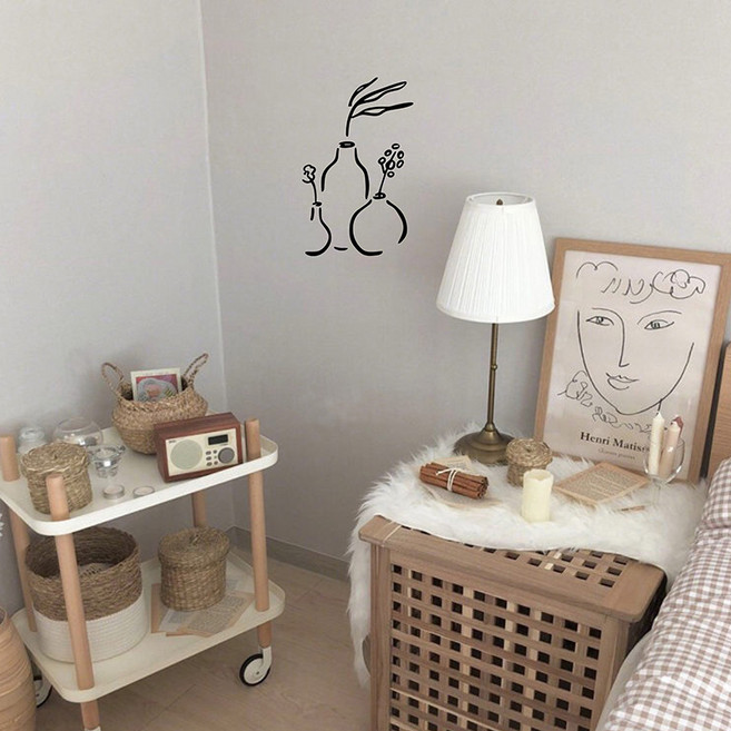 로즈로드 인테리어 데코 스티커, 06 화병 드로잉