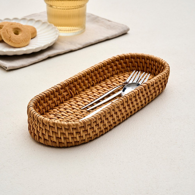 모던하우스 라탄 타원형 수저통, 1개