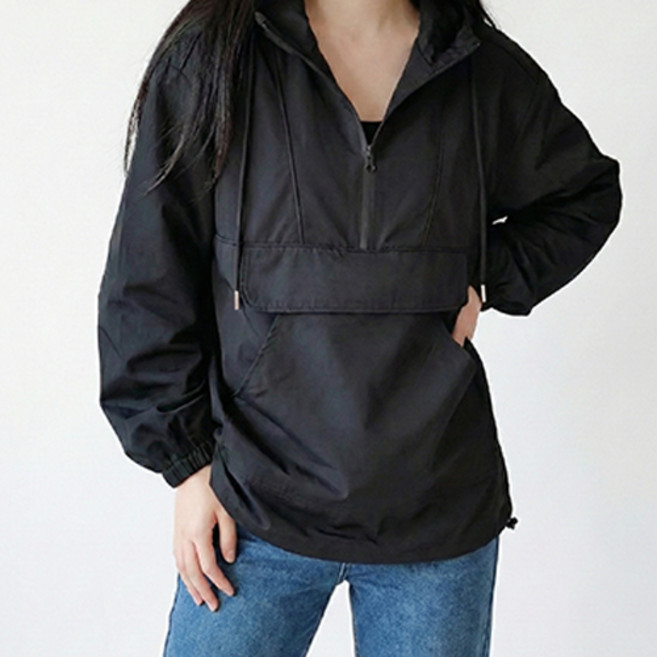 아이캔심플 여성용 스트릿 라이트웨어 아노락 윈드 후디