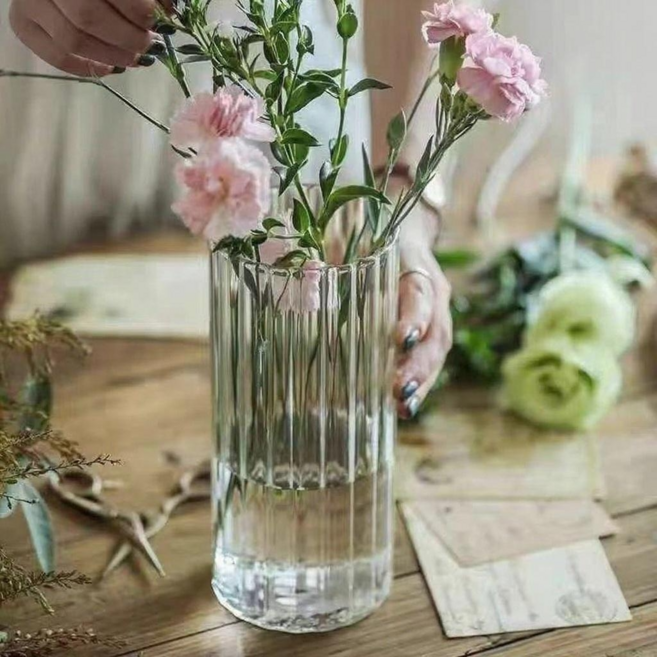 무무드림 안깨지는 아크릴 라인 빈티지 화병, 투명