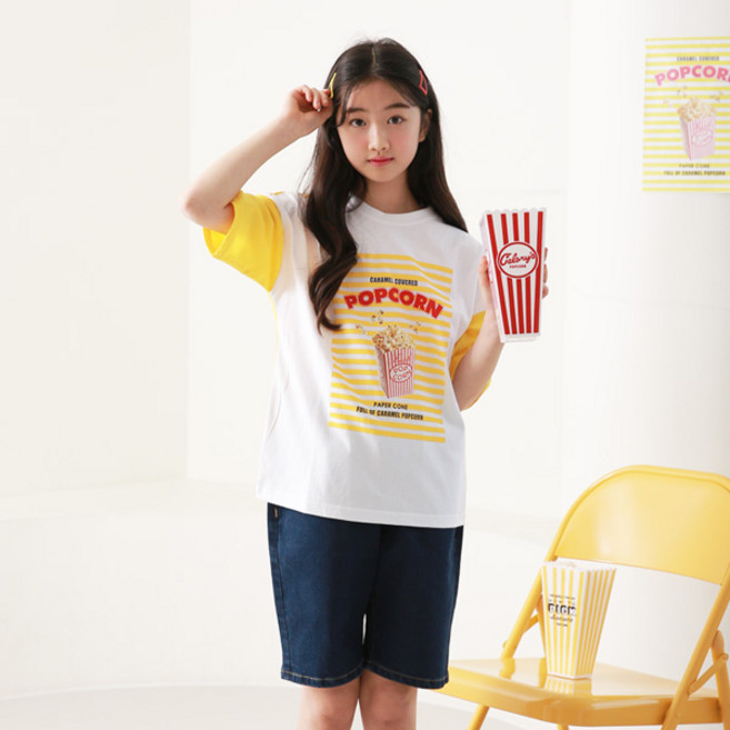 나나주니 여아용 팝콘 청 5부 코디 상하의 세트