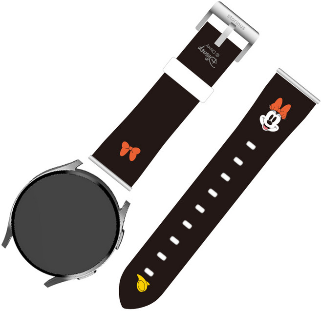 디즈니 유니크 가죽 갤럭시워치 스트랩 20mm, 심플 블랙 미니 마우스