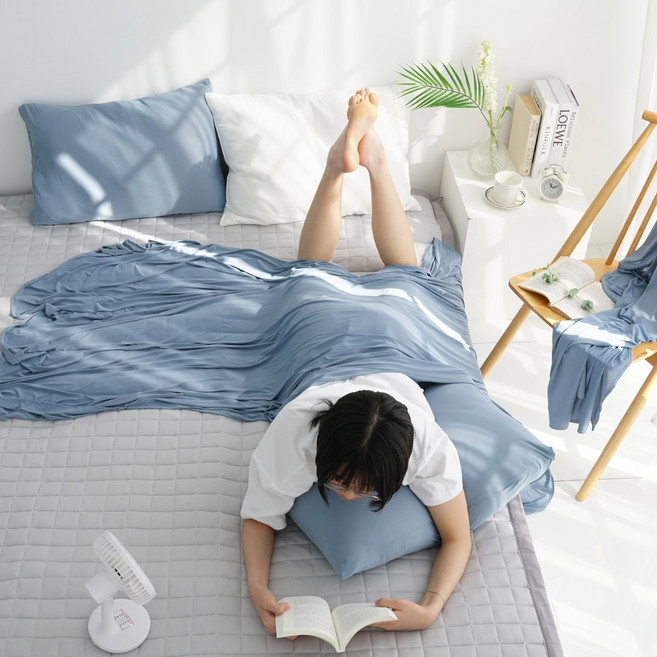 스코홈 아이시원 접촉 냉감 여름 홑이불 + 침대패드 + 베개커버 세트