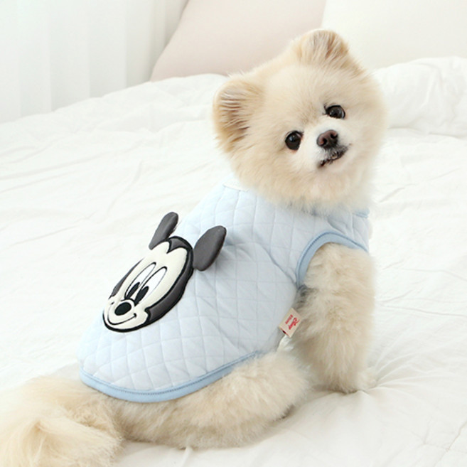 이츠독 반려동물 디즈니 베이비프렌즈 누빔 조끼, 미키, 1개