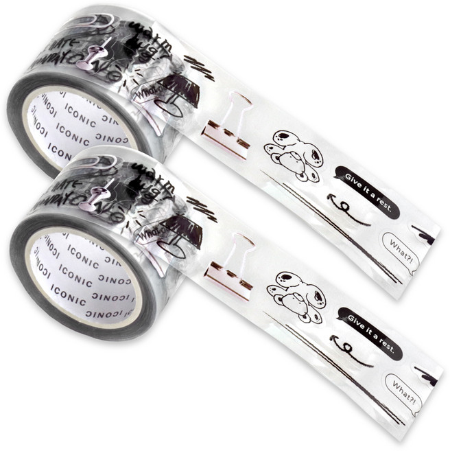 아이코닉 데코 키스컷 테이프 다꾸 스티커 30mm x 5m, 02DRAWING, 2개