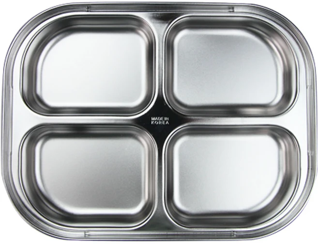 베이직 스텐 4구 식판, 실버, 1개 - 쿠팡