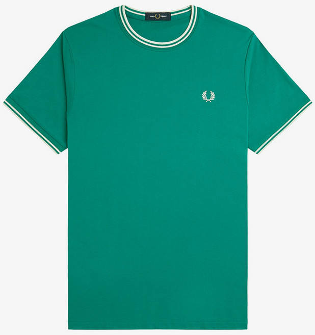 FRED PERRY M1588 雙標短袖T恤, Label Green + Ecru