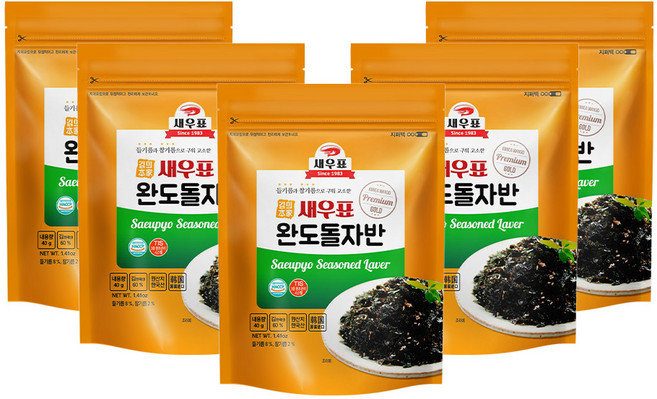 새우표 완도 고소한 돌자반, 40g, 5개